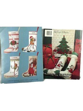 Lot of 2 Christmas Stockings Something Special Pattern & Christmas Applique